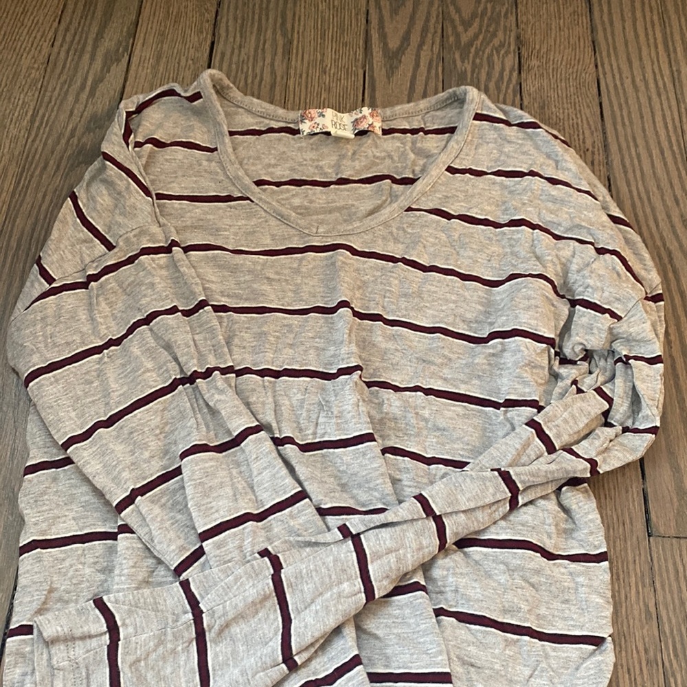 Gray and maroon long sleeve